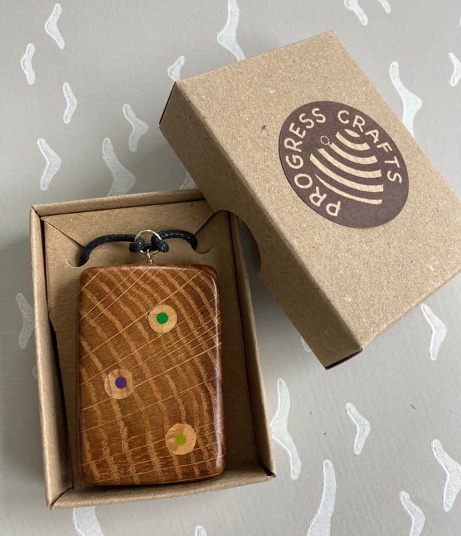 Chunky oak pendant with pencil inlays