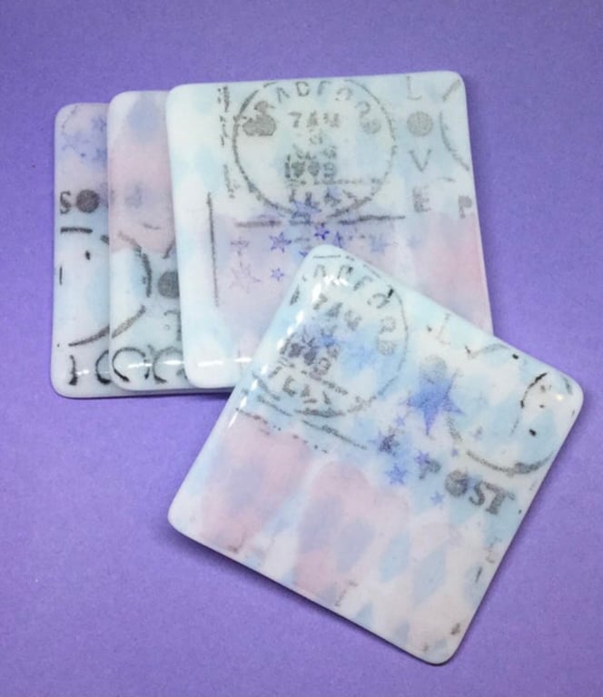 Set of 4 Fused Glass Coasters