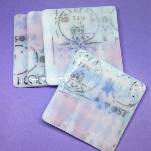 Set of 4 Fused Glass Coasters