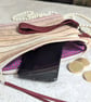 Clutch Pouch Bag - Striped Chenille Pouch Bag with Detachable Leather Strap - Image 4