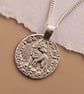 Wolf Engraved Sterling Silver Coin Necklace - Image 8