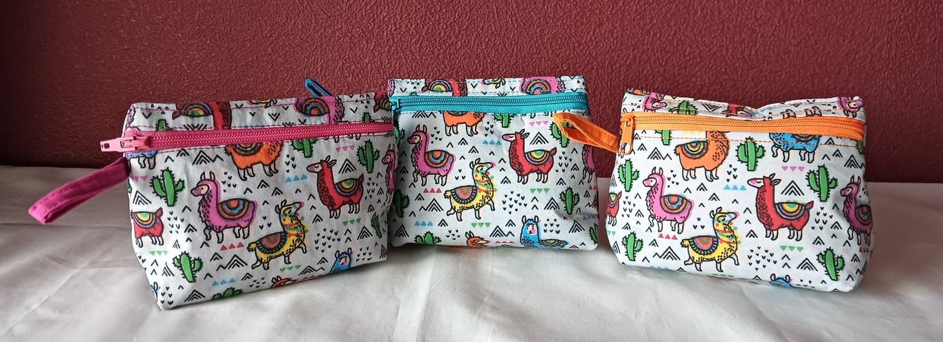 makeup bags - llamas and cacti design