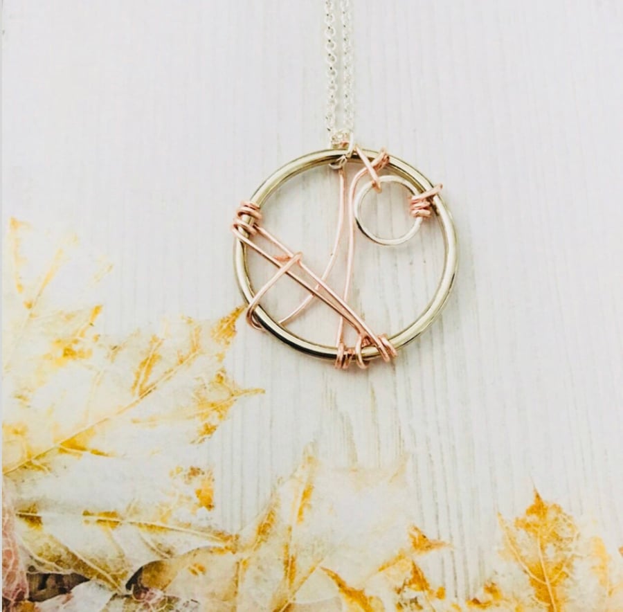 Hoop & Wire Pendant Necklace
