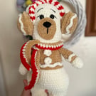 Handmade Crochet Amigurumi Christmas Polar Bear With Earmuffs Soft Plushie Toy