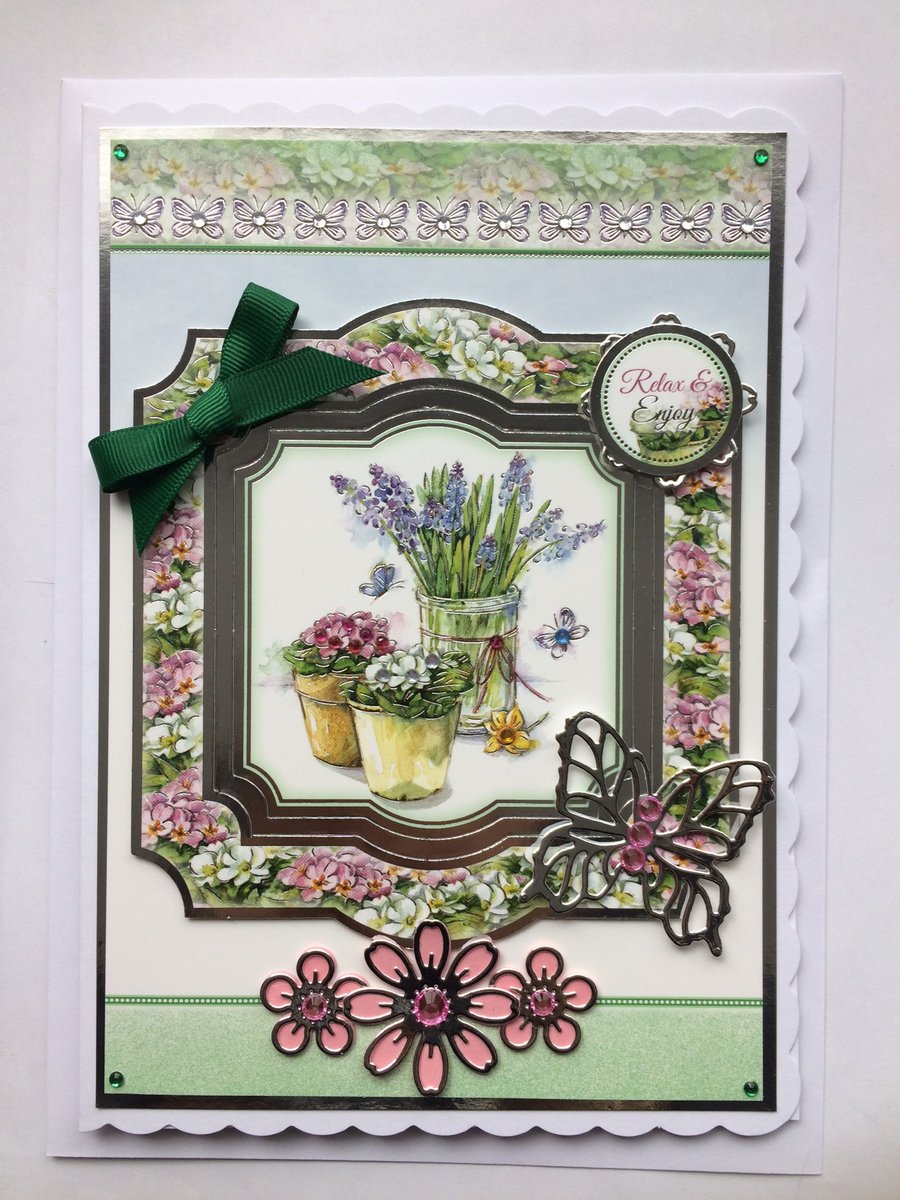 Retirement Birthday Card Relax and Enjoy Gardening 3D Luxury Handmade Card 