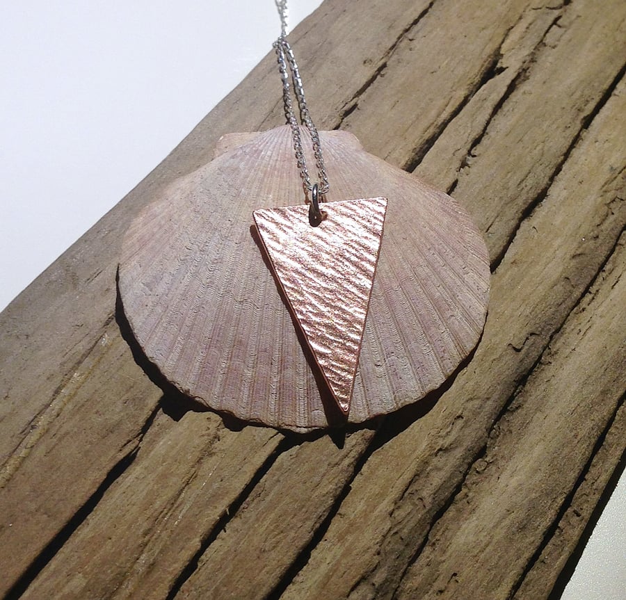 Triangular Copper Pendant Necklace - UK Free Post