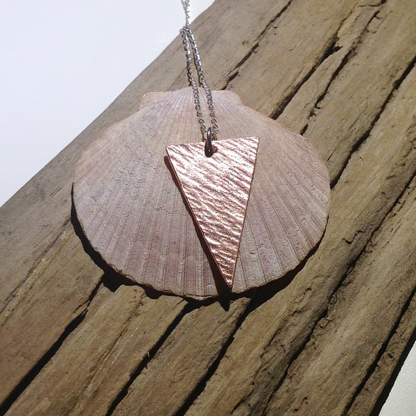 Triangular Copper Pendant Necklace - UK Free Post