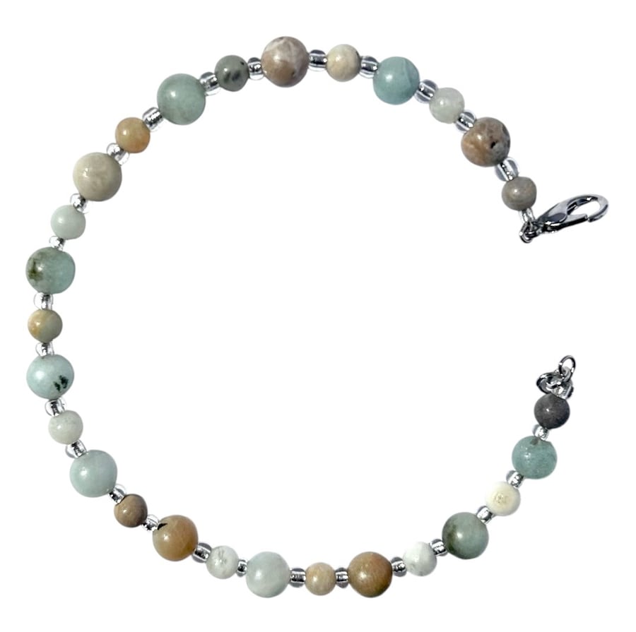 Amazonite beads bangle - Zodiac birthstone for Virgo