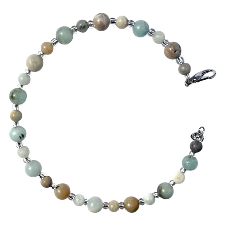 Amazonite beads bangle - Zodiac birthstone for Virgo