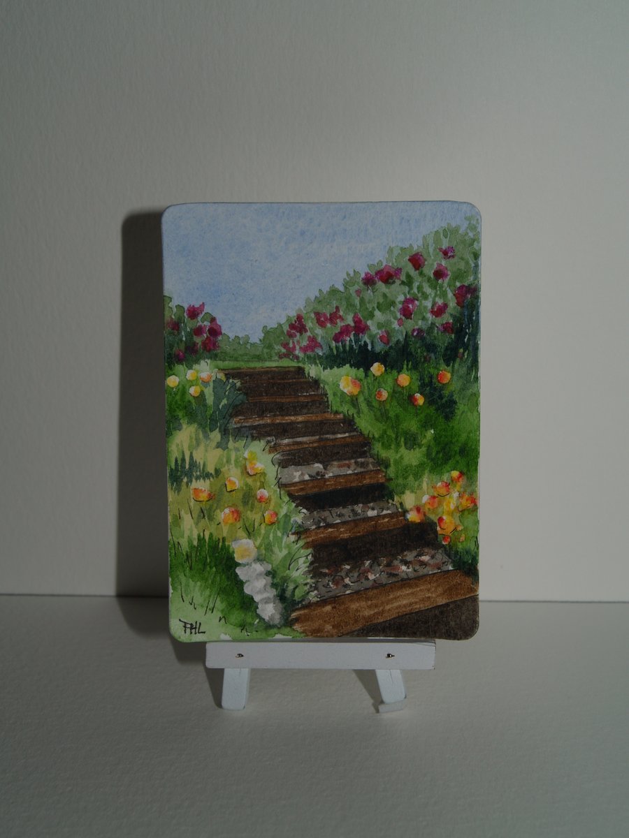 ACEO Original The Garden Steps