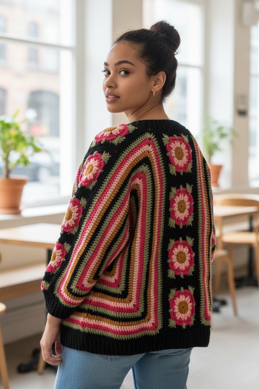 Boho  Folk Crochet Cardigan 