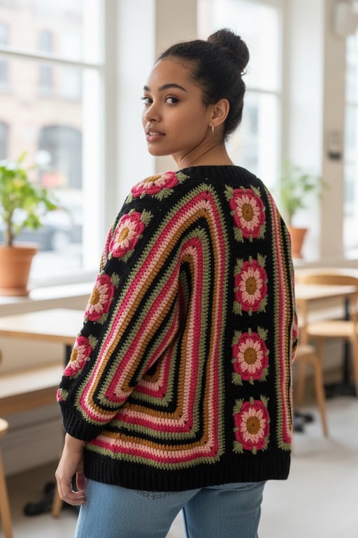 Boho  Folk Crochet Cardigan 