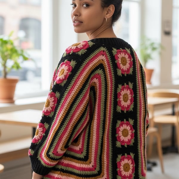 Boho  Folk Crochet Cardigan 