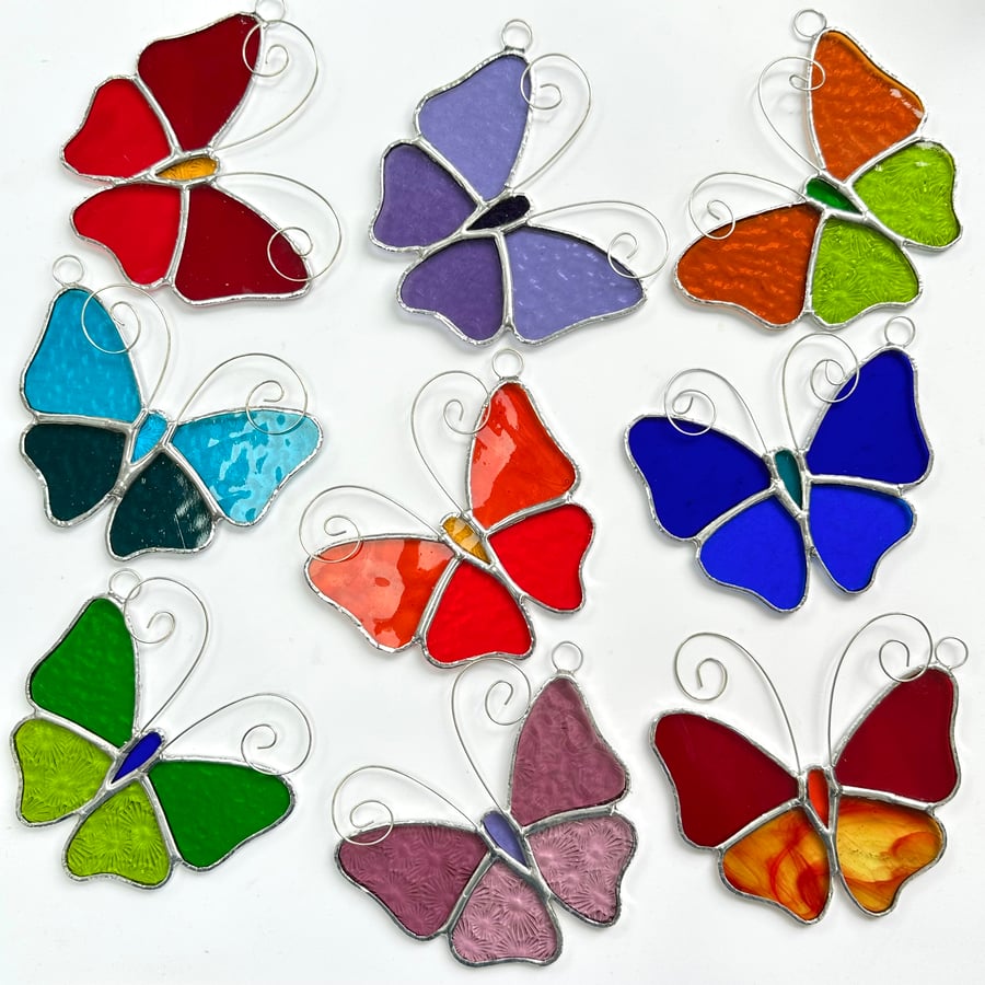 Stained Glass Butterfly Suncatcher - Handmade Decoration 
