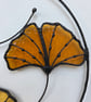 Handmade Stained Glass Amber Autumn Ginkgo Leaf Wall Hanging Gift - Image 3