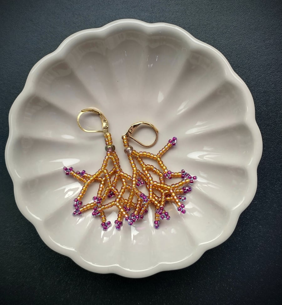 Gold beaded earrings 