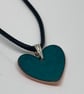 Teal enamel heart shaped pendant - Image 1