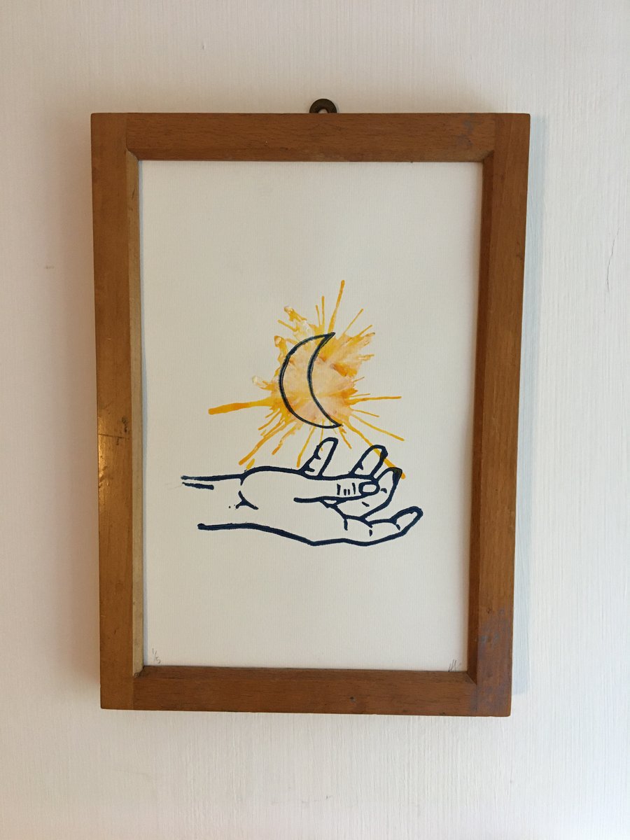 Hold the Moon hand coloured print