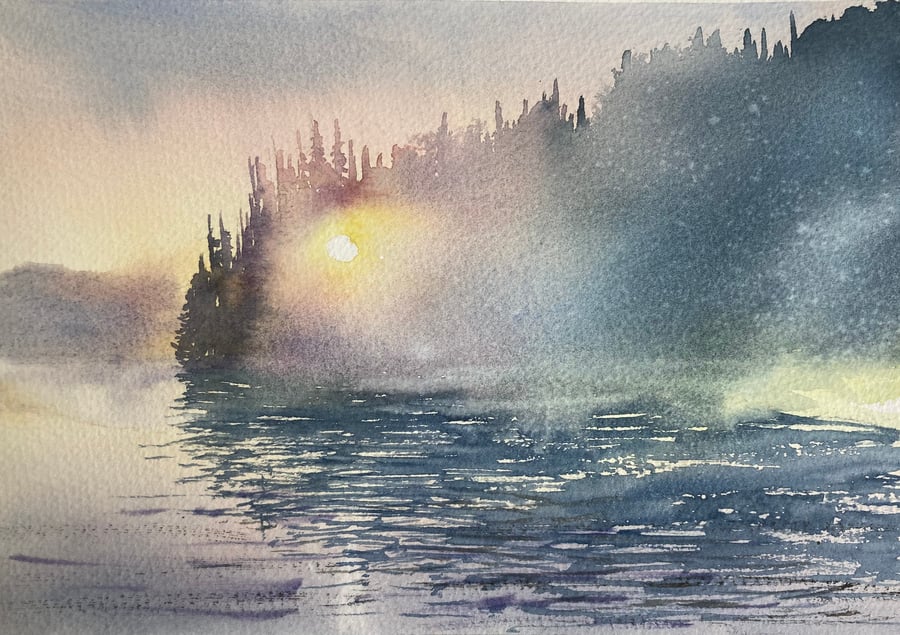 Cod beck - contre jour sunset (Original watercolour painting) A4 size