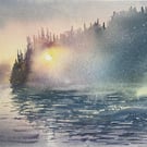 Cod beck - contre jour sunset (Original watercolour painting) A4 size