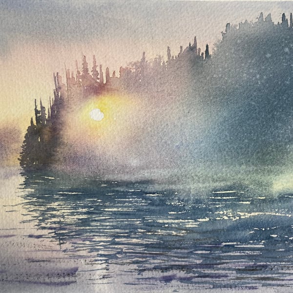 Cod beck - contre jour sunset (Original watercolour painting) A4 size