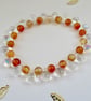 'Raindrops in Autumn' Carnelian and Czech glass stretchy bracelet  - Image 4