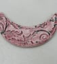 Speckled Rose Brocade Ceramic Crescent Bib Pendant - Image 1