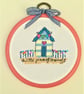 Beach Hut with Bunting and quote cute Cross Stitch hoop decoration - Image 1