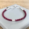 Sterling Silver Ruby Bracelet, Adjustable Slider Clasp Bracelet