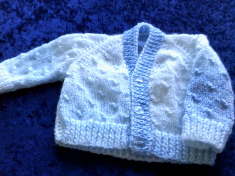 16 inch Blue & White Mable effect V Neck Cardigan