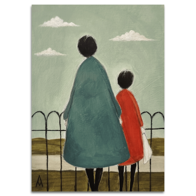 Small Original Illustration Painting (Unframed) - Mother And Daughter Art Gift
