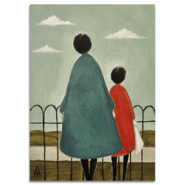 Small Original Illustration Painting (Unframed) - Mother And Daughter Art Gift
