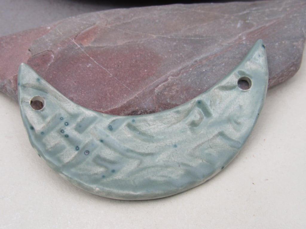 Sage Green Celtic Ceramic Crescent Bib Pendant