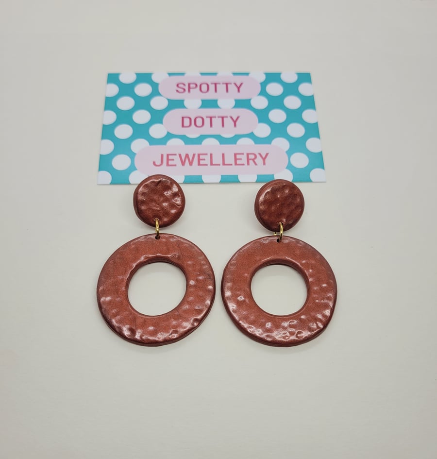 Copper Effect Polymer Clay Dangle Earrings 