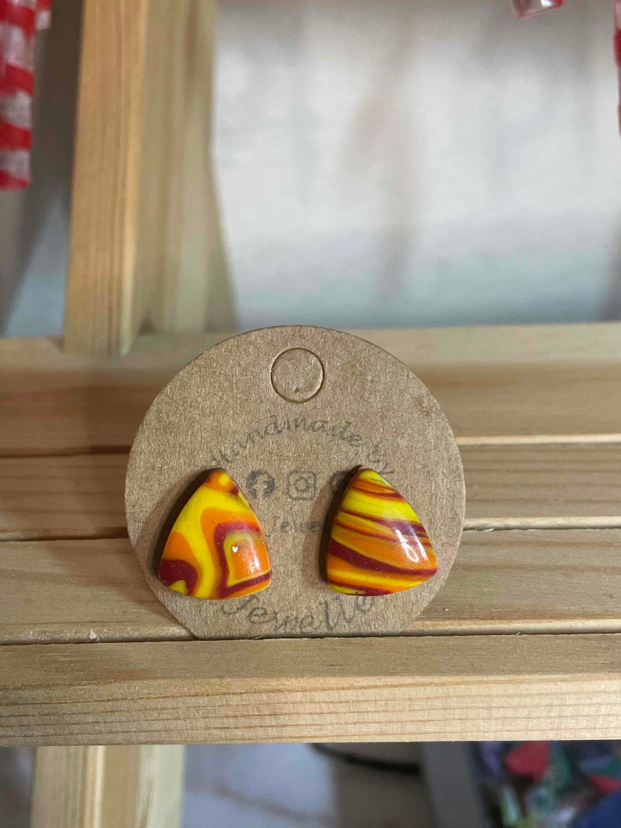 Handmade Polymer Clay Sunset Stud Earrings 