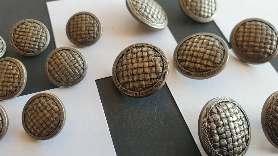 15mm & 22mm Antique Silver Metallic look buttons Light weight