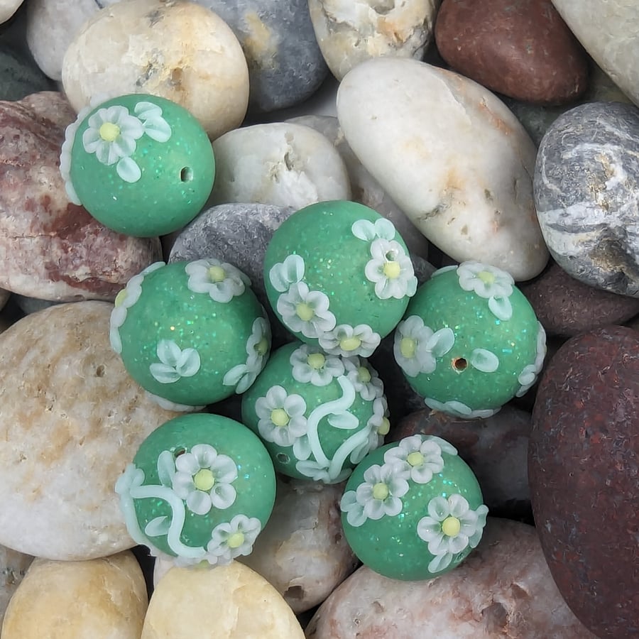 Floral Relief Beads - Polymer Clay