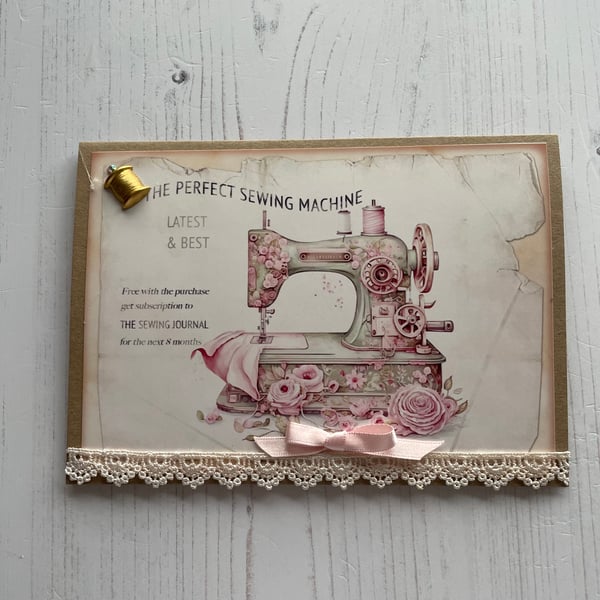 Greeting Cards, Blank, Vintage Sewing Florals C - 139