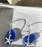 Blue Seaglass and starfish silver hoop earrings mothers day gift