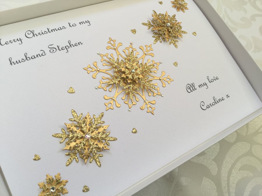 Christmas Card Personalised Gift Boxed Husband Wife Mum Dad Handmade 