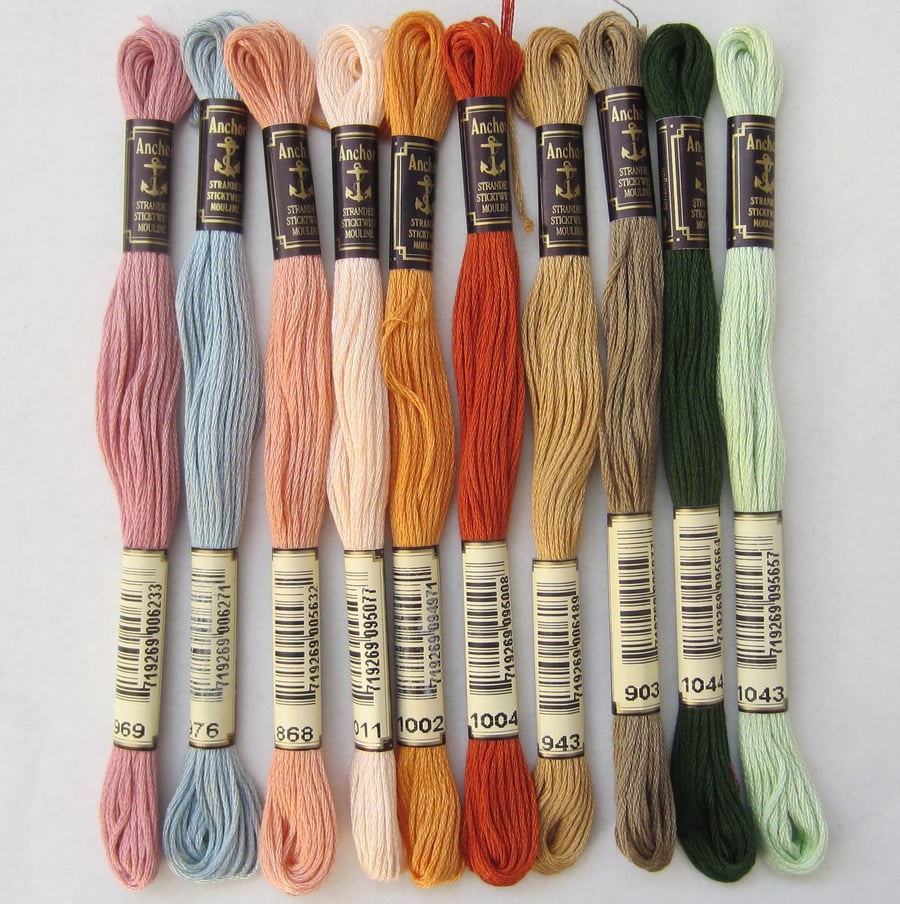 10 Skeins of Anchor Embroidery Threads - Assorted Colours % to Ukraine