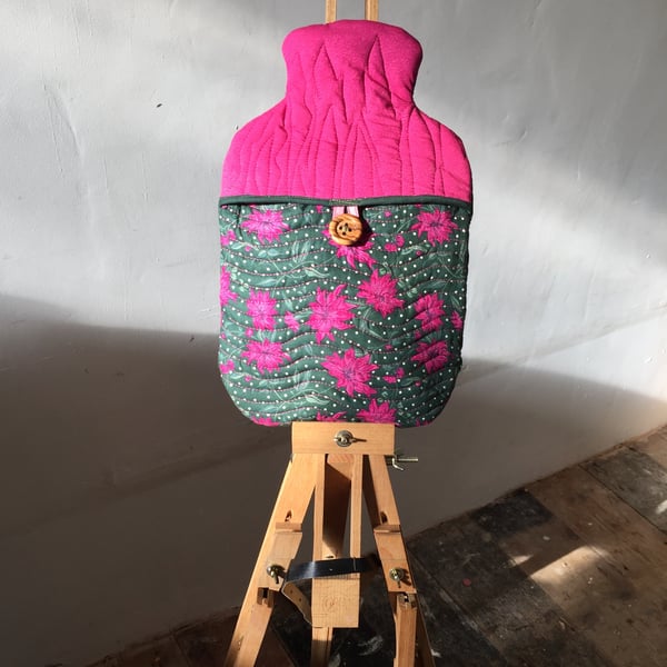 Cover - Hot Water Bottle, 2L, LIBERTY - Poinsettia, 100% Cotton, Quilted