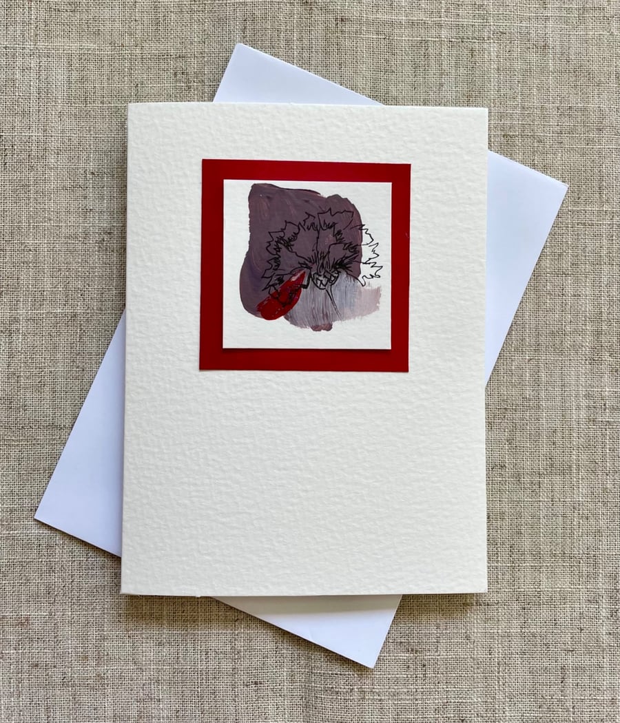 Hand painted abstract art card, original art, blank card, floral art, abstract.