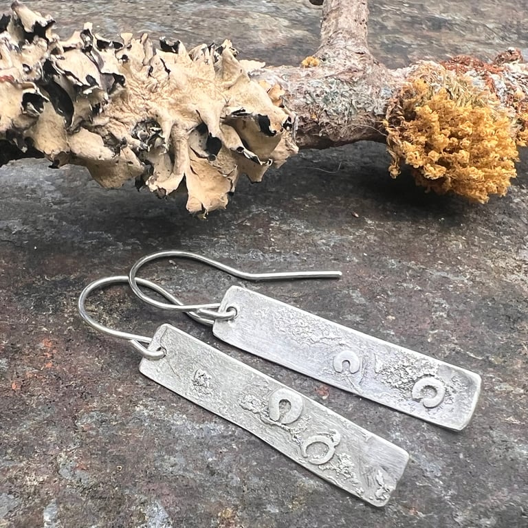 Silver Textured Dangle Earrings 
