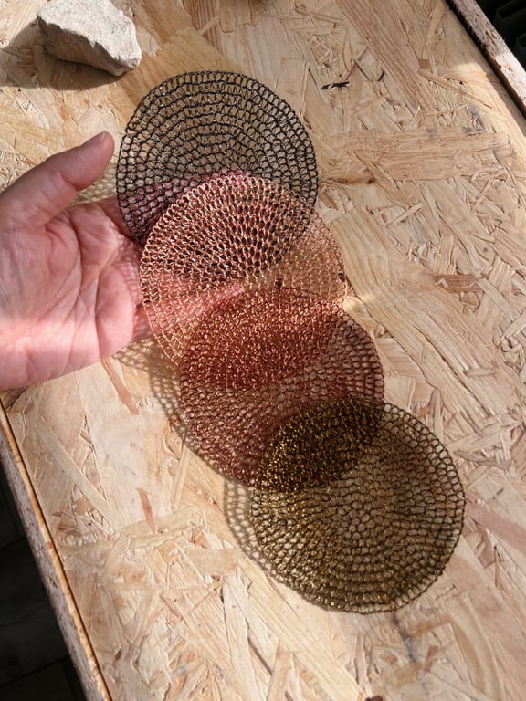 Luxury unique handmade filigree copper wire woven coaster saucer mat teatime