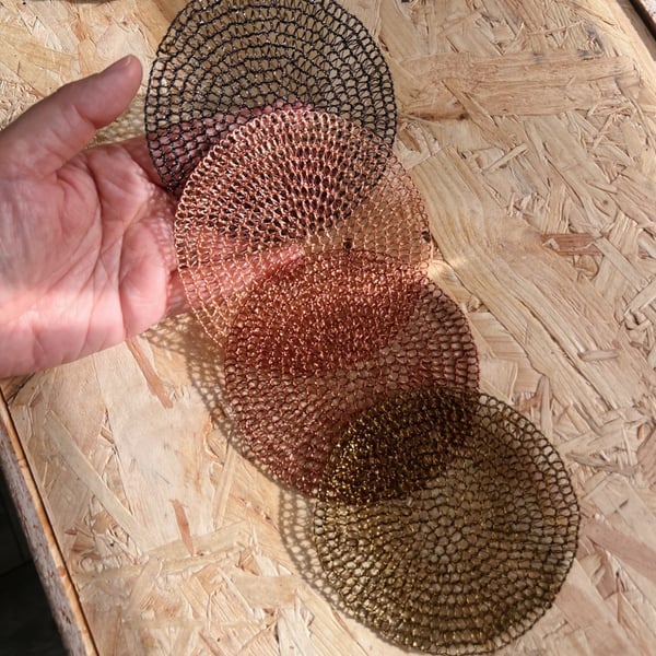 Luxury unique handmade filigree copper wire woven coaster saucer mat teatime