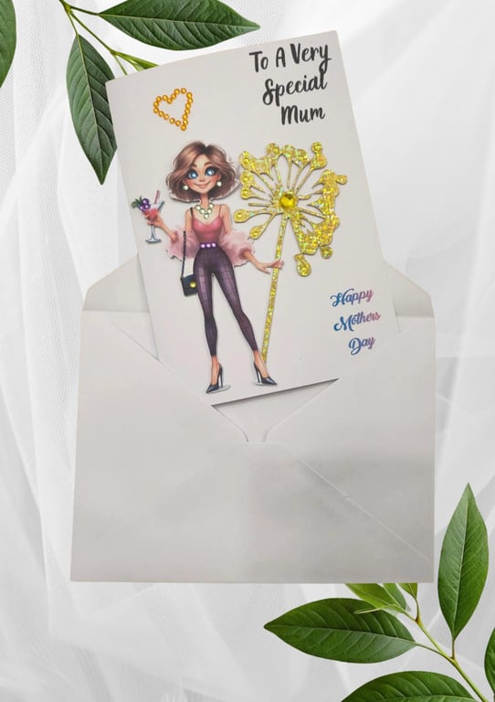 Handmade Mothers Day Card.Floral Greeting Card for MomMothers Day,Special Day,Ha
