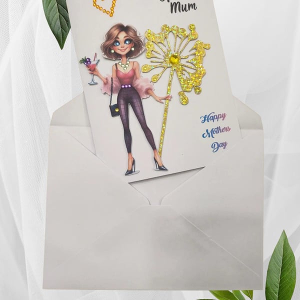 Handmade Mothers Day Card.Floral Greeting Card for MomMothers Day,Special Day,Ha