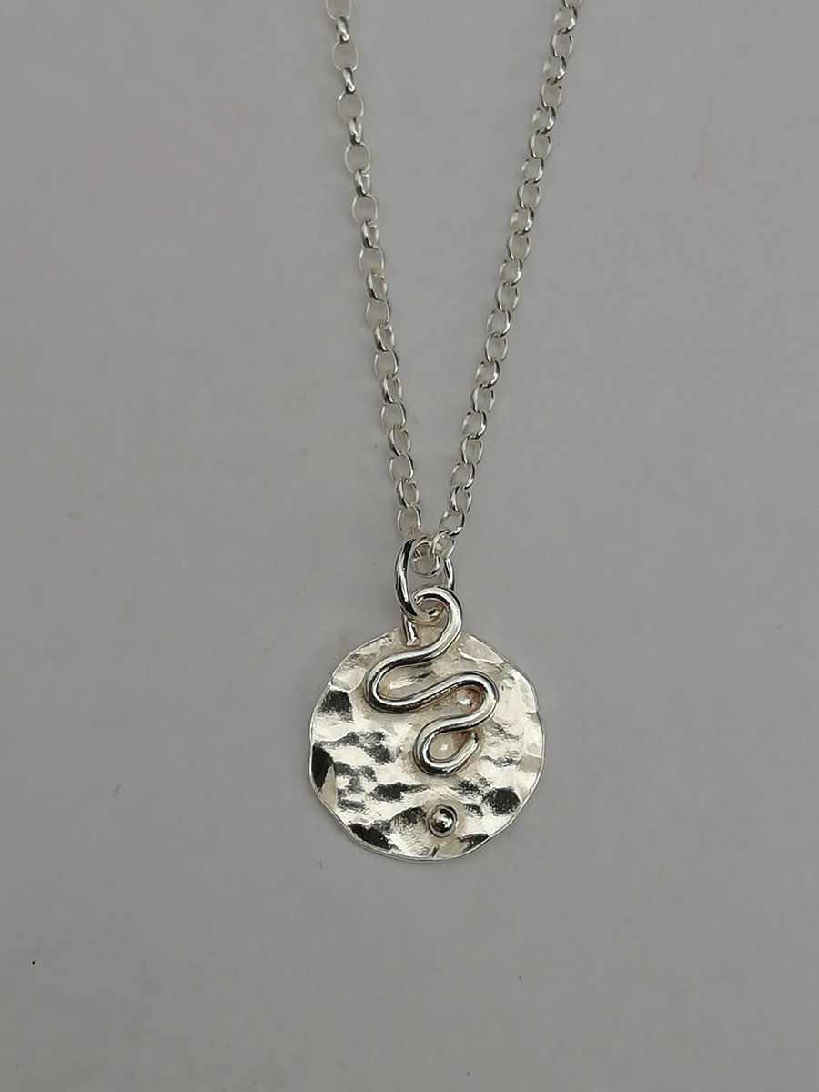Hammered Silver Circle Necklace