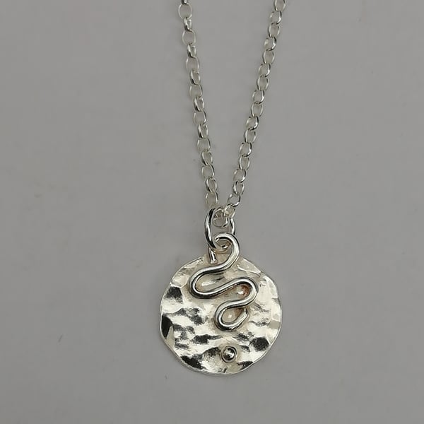 Hammered Silver Circle Necklace